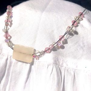 Y2K Pink Beaded Quartz Necklace